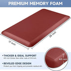 StepRite 4/5 Inch Thick Kitchen Mat Anti Fatigue Mat Kitchen Rugs Kitchen Decor Non-Slip, Stain & Water Resistant, Kitchen Mats Desk Mat for Kitchen, Office, Workshop, Red, 17'' x 28''
