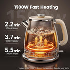 Mecity Retro Electric Kettle 1.7L, Stainless Steel Interior (No Plastic Contact), Double Wall Cool Touch, Fast Boil 1500W, Thermometer (°F/°C), Removable Lid, Wide Opening Easy Cleaning, 120V, Cream