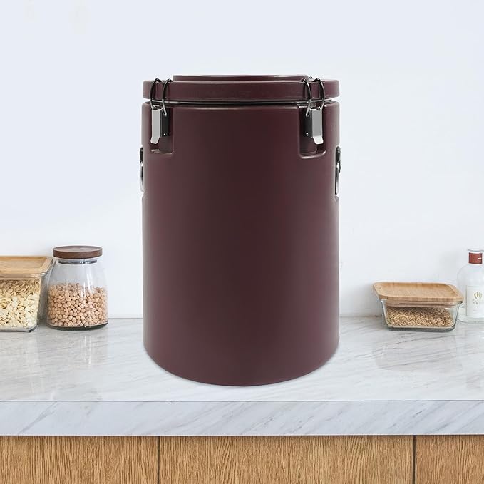 Eapmic 42.27Qt Insulated Food Container, Stainless Steel Container, 40L Commercial Soup Carrier 15 Hours Heat Preservation for Hot and Cold Food Storage Restaurant Canteen Home Lunch Use (Brown, 40L)