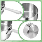 18/10 Stainless Steel Butter Warmer Measuring Pan, 0.5 Quart Small Sauce Pan with Dual Pour Spout, 17OZ/500ml Coffee Milk Chocolate Butter Melting Pot