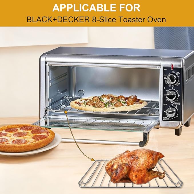 Countertop Toaster Oven Replacement Parts for BLACK+DECKER 8 Slice Extra Wide Convection Toaster Oven, 16.5×11.5 IN Stainless Steel Toaster Oven Accessories Wire Rack Baking Rack