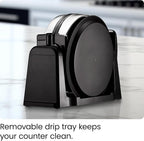 Chefman Rotating Belgian Waffle Maker, 180° Flip Iron w/ Non-Stick Plates, Adjustable Timer, Locking Lid, & Drip Plate, Space Saving Storage, Mess-Free Breakfast, Stainless Steel/Black