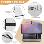 Marble Print Toaster Oven Cover, Heavy Duty Heat-Resistant Air Fryer Cover for Kitchen Counter, Small Appliances Dust Slipcovers, Blue Pink Gold, (Large-18.5*22.5*12.99 inches)