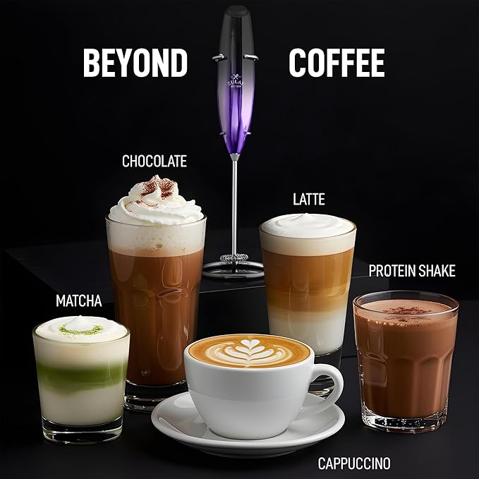 Zulay Kitchen Executive Series Luxury Gift Milk Frother – Handheld Electric Foam Maker for Coffee, Lattes & Hot Chocolate – Deluxe Finish, Great Gift for Coffee Lovers