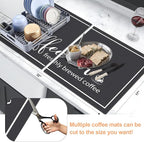 Findosom Dish Drying Mat, 17"x 32" Super Absorbent & Hide Stain Coffee Mat, Cuttable Drying Mat for Kitchen Counter, Coffee Bar Accessories, Under Dish Rack, Coffee Maker, Espresso Machine, Black