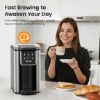 Horavie Single Serve Coffee Maker for K-Cups & Grounds, Hot & Iced Coffee Maker, Strong Button Feature, 6 to 14oz Brew Sizes, 50oz Removable Reservoir, Fit 6.5" Mugs, Stainless Steel, Black