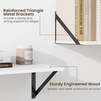 Fun Memories Deep Floating Shelves for Wall, 24W x 8D Wall Mounted Shelves Set of 2, Wide Display Ledge Shelf with Sturdy Metal Brackets for Living Room, Bathroom, Bedroom and Kitchen, White