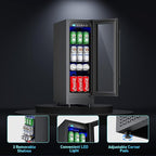 60 Can Beverage Refrigerator Cooler for Cubicle under Desk/Counter Office Camping, 2 Cu.Ft Drink Fridge Beverage Cooler with Glass Door for Water Juices Cola Bottles