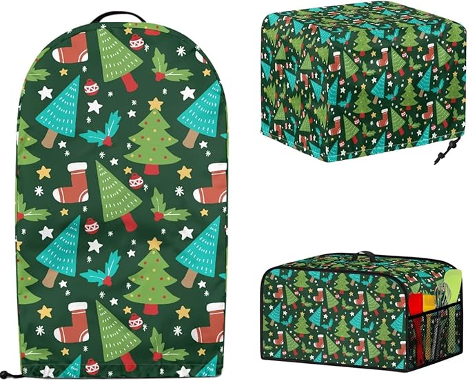 Christmas Tree Stocking Patterns Toaster Blender Slow Cooker Dust Covers Set Food Processor Covers Machine Washable Small Appliance Dust Cover Sets 3PCS