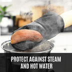 HOMWE Silicone Oven Mitts and Pot Holders, 4-Piece Set, Heavy Duty Cooking Gloves, Kitchen Counter Safe Trivet Mats, Advanced Heat Resistance, Non-Slip Textured Grip (Navy Blue)