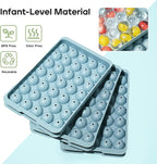 Ice Cube Trays with Lid and Bin, 1.0 IN Small Round Ice Cube Mold - 3 Pack(35 per Tray) Easy Release Stackable Ice Ball Maker Iced Bucket Kits, Circle Ice Tray for Cocktail, Whiskey & Drinks,BPA-Free