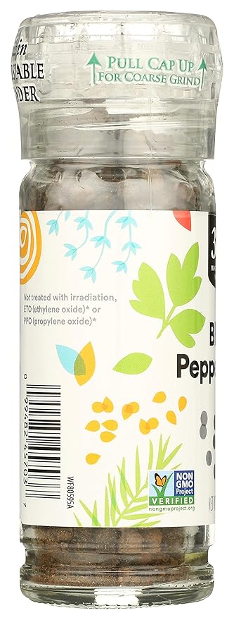 365 by Whole Foods Market, Black Peppercorn Grinder, 1.55 Ounce (Pack of 2)