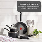 T-Fal Ultimate Hard Anodized Ceramic Nonstick 8 Piece Cookware Set, Oven Safe Up to 400°F, Dishwasher Safe, Pots and Pans Set, Includes Frying Pans, Saucepan, Cooking Utensils, Stone