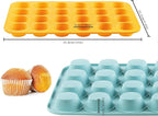 VRUIFA 2PCS Silicone Mini Muffin Pan, 24 Cups Nonstick Mini Cupcake Pan for Baking, BPA Free and Dishwasher Safe, Great for Making Muffin Cakes, Tart, Bread and Egg Bites