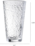 Set of 10 Hammered Glass Cups, 16oz. Dishwasher Safe Cocktail Drinking Glasses - Clear Heavy Base Stemmed Water Glasses, Tall Beer Glasses, Bar Glass, Juice, Iced Tea, Margarita, & Everyday Drinks.