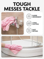 Fantasticlean Microfiber Cleaning Cloth Roll -150 Pack, Tear Away Microfiber Towels, 12" x 12", Reusable, Washable, Ultra Absorbent Dishcloth for Home Supplies, Car, Pet, Kitchen (2 Rolls of Pink)