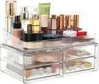 ZHIAI stackable storage drawer, transparent cosmetics storage box, cosmetics and beauty products storage organizer, suitable for makeup room, bathroom, storage room, home