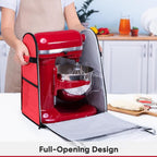 BAGSPRITE Full Open Stand Mixer Cover with Slider Base Compatible with KitchenAid 6-8 Qt Bowl-Lift Mixers – Dustproof Quilted Kitchen Aid Mixer Cover with Pockets for Accessories & Attachments