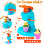 61 PCS 3 in 1 Dough Sets for Kids Ages 3-4-8, Art Crafts Dough Tools Kit, Ice Cream Playset Noodle Cake Maker Machine, Kitchen Creations Food Play Toys Toddlers Boys Girls