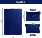 Travel Blanket & Pillow Set, 300 GSM Soft Fleece, 60x43 Inches, 3-in-1 Airplane Blanket, Travel Pillow and Blanket Set, Travel Blanket Airplane Compact with Bag, Travel Essentials, Navy