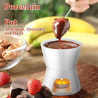 Nuogo 4 Pcs Fondue Pot Set Mini Melting Bowl Set with 16 Pcs Mini Forks for Cheese, Chocolate, Tapas, Butter and Caramel(White)