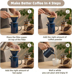Pour Over Coffee Maker, Ceramic Pour Over Coffee Dripper Set With 20 Count Paper Filters, 16.5oz/500ml Coffee Pour Over (Royal Blue, V02)