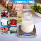 Small Digital Food Scale Ounce/OZ and Gram Scale, Kitchen Scale 3000g/0.1g High Precision for Baking, Soap Making, Jewelry, Includes 2 Trays and Batteries, 9 Units, Tare Function, Easy to Store