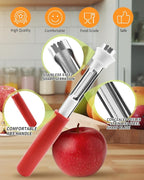2 in 1 Apple Corer and Peeler Tool, Fruit Vegetable Corer and Peeler Tool Stainless Steel Apple Peeler Apple Corer Remover Tool Multifunction Corer Tool for Vegetable Fruit Kitchen Gadget (Red)