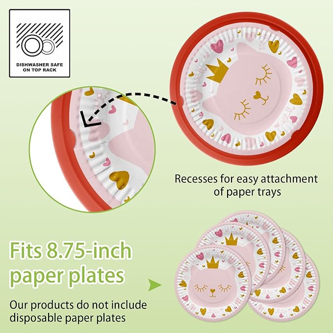 12 Pcs Plastic Paper Plate Holders,10.5 Inch Reusable Paper Plate Holders for 9 Inch Round Plates,Papers Plates Dispenser with Snap in Grooves for Picnic,Party,Dinner,BBQ(Assorted Colors)