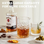 KITESSENSU Cocktail Mixing Glass 24oz 710ml - Crystal Bartender Accessories Glass Beaker to Mix & Stir Cocktails - Thick and Sturdy Bottom - Premium Seamless Design