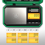 UNIWEIGH Digital Pocket Scale Precision 200g/0.01g, Digital Scale Grams Ounces, Mini Jewelry Scale, Coins Scale with 50g Cal Weights for Gold/Silver/Gems/Food,(Battery Included)-Green