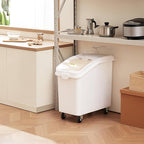 VEVOR 27 Gallon food storage containers 500 Cup Ingredient Bin with Scoop and Sliding Lid Commercial Food Container Ideal for rice storage, dog food container, flour, and sugar containers, White