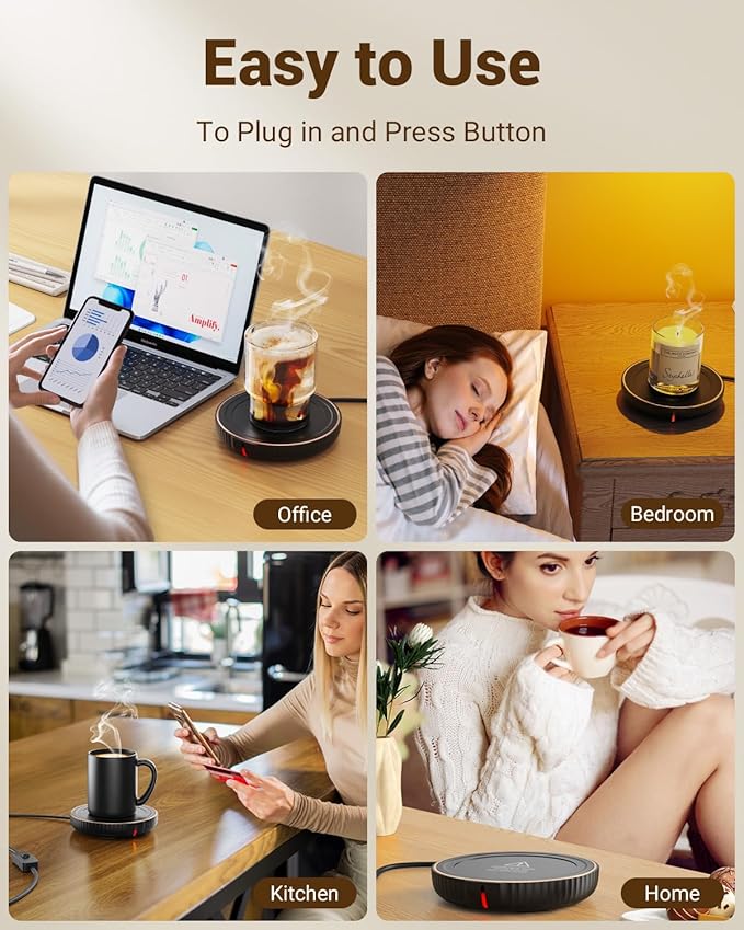 HouseGem Large Candle Warmer Plate - Coffee Cup Mug Warmer for Desk, Candle Melter, Electric Mug Heater for Beverages, Milk & Tea, Coffee Accessories Ideal Gifts Keep Cup Warm (Black)