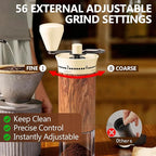 SYLORIA Manual Coffee Grinder with 56 External Adjustable Settings Hand Coffee Bean Mill with Ceramic Burr and Foldable Handle