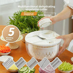 Yosoo Health Gear Salad Spinner with 5 Blades, 4500ml Multifunctional Vegetable Fruit Washing Bowl, with Strainer, for Home Kitchen