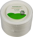 6 inch Small Compostable Dessert Plates,100 Count Heavyduty Sugarcane/Bagasse and Bamboo Fibre Biodegradable Disposable Paper Plate