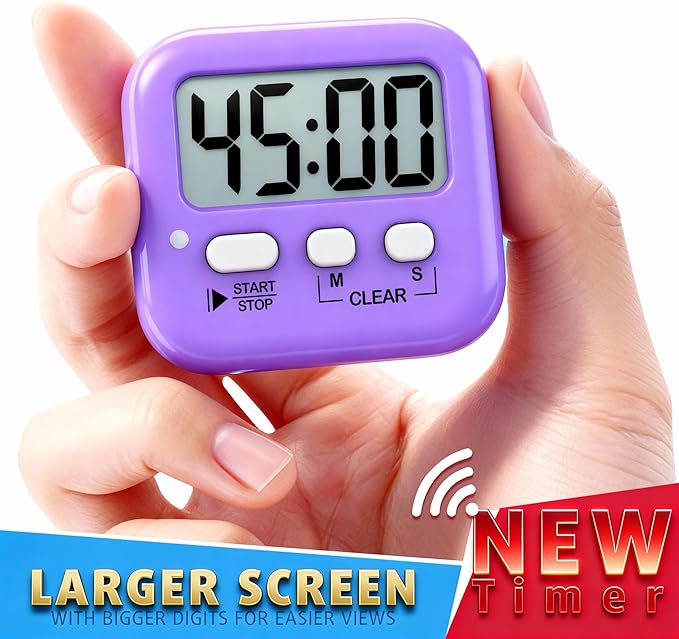 Antonki 2 Pack Digital Timer for Kids, Magnetic Countdown Kitchen Timers for Cooking, Egg, Classroom, Teacher, Exercise, Study, Oven - Battery Included