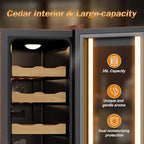 Electric Humidor with Leather-35L Cooling & Heating Humidor, Smart Touch Control Humidity & Temp, Humidors wtih Spanish Cedar Wood Tray, Digital Display, Safety Lock, Desktop Gift for Men
