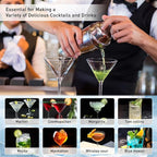 CasaCulina Cocktail Shaker Set Mixology Bartender Kit with Stand, 17 Piece Bar Tool Set: Martini Shaker, Jigger, Strainer, Mixer Spoon, Muddler, Liquor Pourers for Drink Mixing Bartending Kit(Silver)