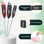 Copkim 3 Set Waterproof Food Thermometer for Water, Liquid, Candle and Cooking Digital Meat Thermometer with Long Probe Instant Read for Kitchen BBQ Grill Candy (Black,White,Red)