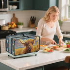 Highland Cattle Sunflower Print Toaster Cover Air Fryer Dust Cover Anti Fingerprint Aztec Toaster Oven Cover Washable Kitchen Small Appliance Covers (Small-14.5 * 18.46 * 9 inches)