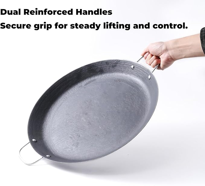16 Inch Cast Iron Comal Redondo para Tortillas Grande – Large Round Heavy-Duty Griddle Pan with Dual Handles for Mexican Cooking, Quesadillas, Tlayudas, and Outdoor Grill Use