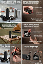 Manual Coffee Grinder - Adjustable Setting for French Press/Espresso Adjustable Setting for French Press/Espresso - (Storing tin + cleaning brush + measuring scoop)