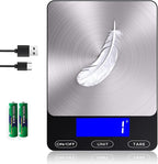 Food Scale -33lb Digital Kitchen Scale for Food Ounces Grams Rechargeable 304 Stainless Steel,Batteries and Type-C Charging | Perfect for Meal Prep, Cooking, and Baking, Black