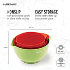 Farberware - 5216128 Farberware Professional Plastic Mixing Bowls, Set of 3, Orange/Red/LightGreen