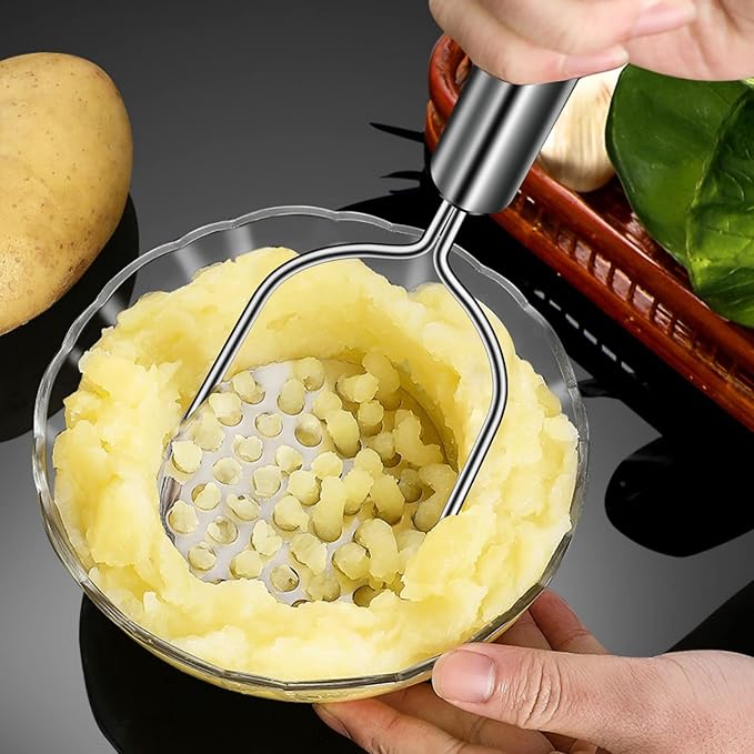 Potato Masher, Sopito 2 Pack Stainless Steel Integrated Kitchen Tool Food Masher for Potatoes, Vegetables, Berries, Fruits, Baby Food, Avocado
