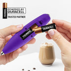 Zulay Kitchen Patented Tornado Triple Whisk Milk Frother with 4 Duracell Batteries – Handheld Foam Maker for Coffee, Lattes, Matcha & Hot Chocolate – Rich, Creamy Froth in Seconds - Purple