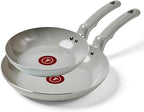 T-Fal Refresh Ceramic Nonstick Frying Pan 2-Pc Set, 8" & 10", Oven Broiler Safe up to 350°F Cookware, Ceramic Frying Pan Skillet, Pots & Pans, Grey
