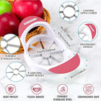SCHVUBENR 3.5 Inch Apple Slicer - Professional Apple Cutter - Stainless Steel Apple Corer - Super Sharp Apple Slicer and Corer - Apple Tool with 8 Sharp Blades(Pink)