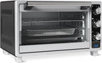 Amazon Basics 6-Slice 23-QT Toaster Oven with Built-In Air Fryer, 7-In-1 Cooking Options, 60-Min Timer & Adjustable Temperature (200℉ - 450℉), With Accessories, 1500W, Stainless Steel, Silver/Gray